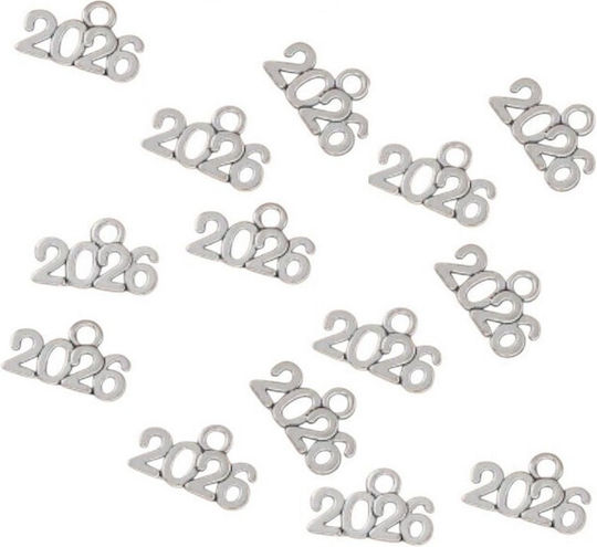 Metallanhänger 2025 Silber 1,5x0,5cm Set mit 15 Stück