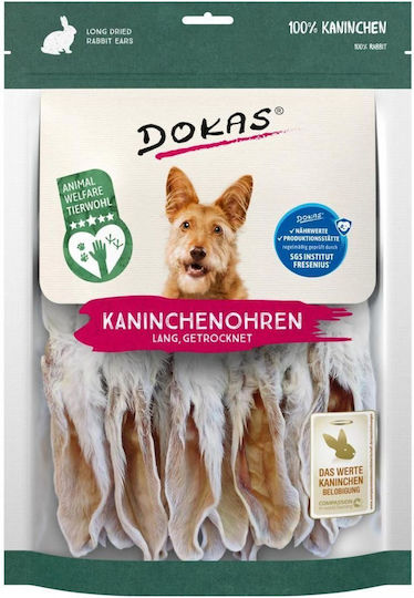 Dokas Dried Rabbit Ears Λιχουδιά Σκύλου με Κουνέλι και Λαγό 180gr