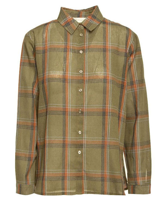 Women's Checked Long Sleeve Shirt Olive