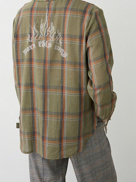 Women's Checked Long Sleeve Shirt Olive