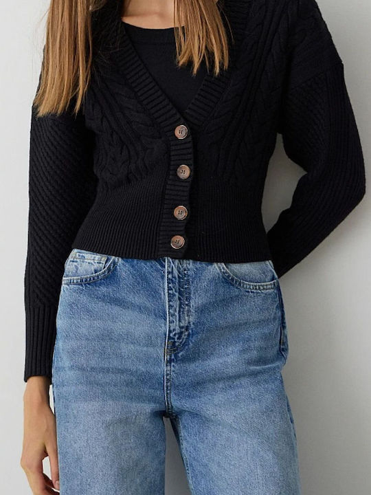 Women's Knitted Cardigan with Buttons Black