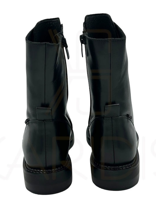 Leder Stiefeletten Damen Schwarz