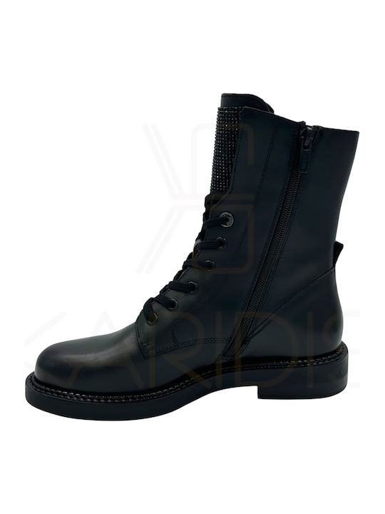 Leder Stiefeletten Damen Schwarz