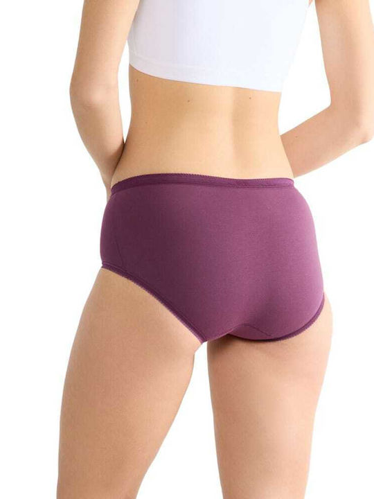 Basic Midi High Waist Women's Slip 3Pack Ecru/pink/purple