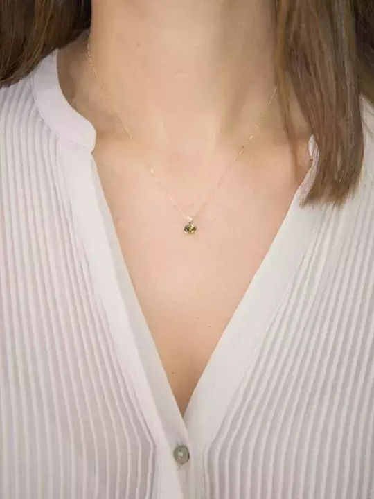 Olive Gold 14K Necklace with Zircon Khaki