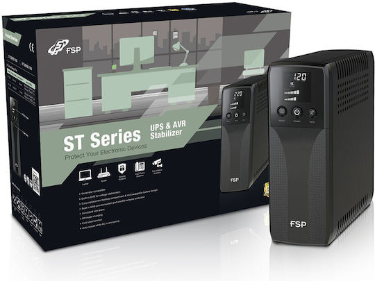 FSP/Fortron ST 1200 UPS Line-Interactive 1200VA 720W με 4 Schuko Πρίζες