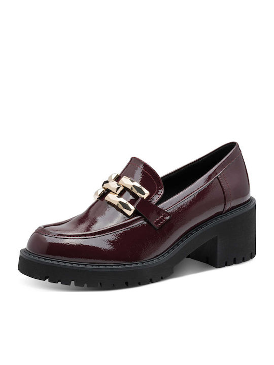 Lackleder Damen Mokassins in Burgundisch Farbe