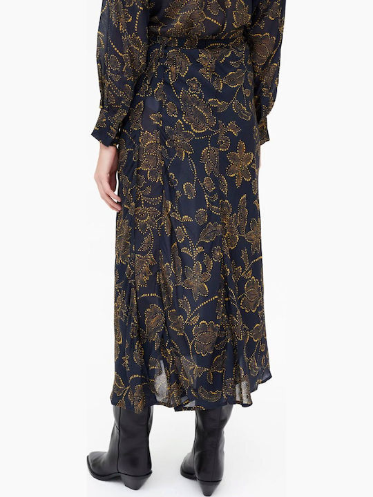 Midi Φούστα Floral Mustard, Blue