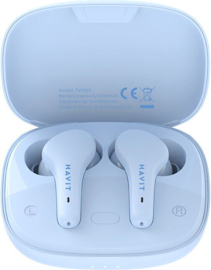 Havit TW959 In-Ear Bluetooth-Freisprecheinrichtung Kopfhörer mit Ladeetui Blau