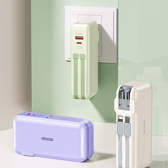 WK WP-46 Power Bank 10000mAh 22.5W with USB-A Port and USB-C Port Beige