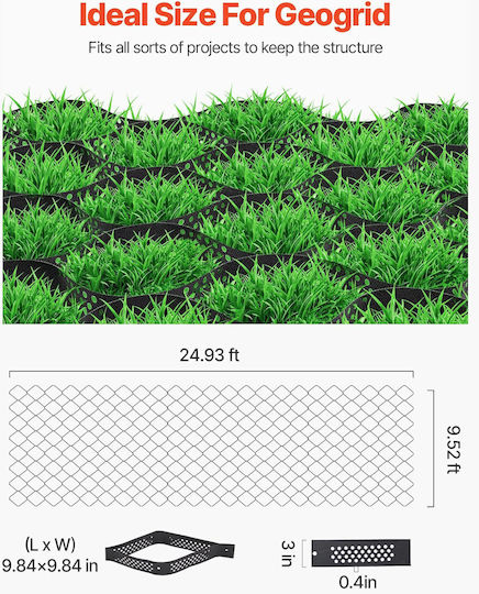 Vevor Ground Grid 3-inch Deep Geocell Grid 24.93x9.52ft 7600x2900mm Gravel