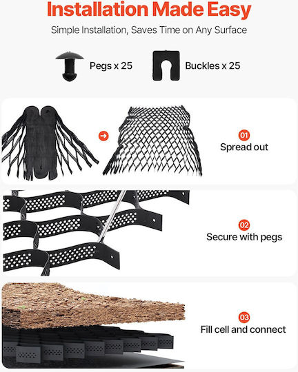 Vevor Ground Grid 3-inch Deep Geocell Grid 24.93x9.52ft 7600x2900mm Gravel