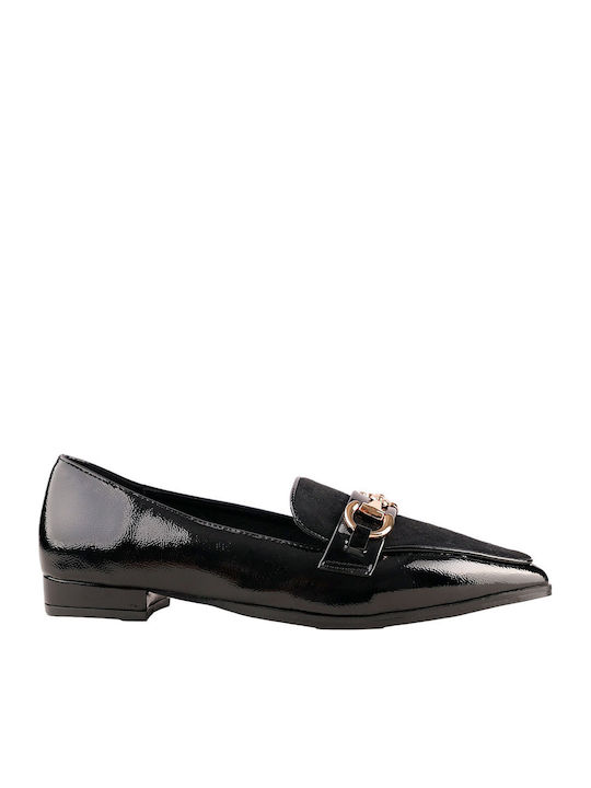 Лачени Дамски Loafers в Черен Цвят