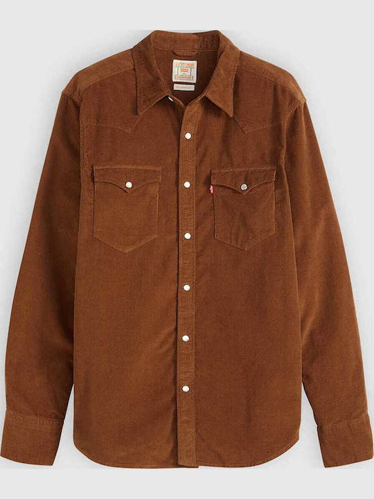 Barstow Western Standard Long-sleeved Corduroy Shirt Brown