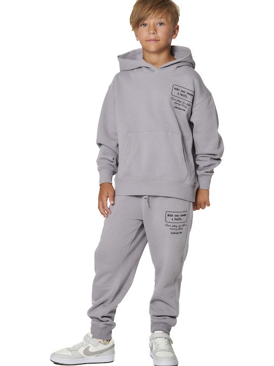Fleece Kids Sweatshirt with Hood and Pockets Gray