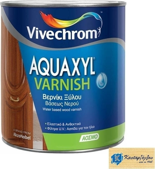 Water-Based Wood Stain Varnish Vivechrom Aquaxyl Varnish Colorless Satin 2.5lt