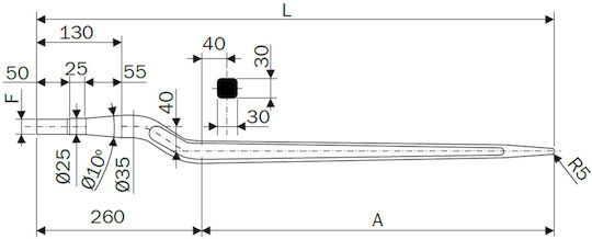 Loader Crowbar 51600 Angled Ø36 L600 Bpt