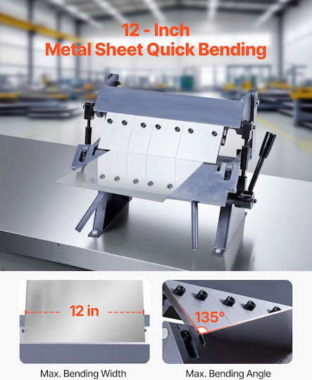 Vevor Sheet Metal Brake 12 In 305 Mm Bending Width Box Pan Brake 0-135° 20 Ga Sheet Metal Bending Brake 5 Fingers