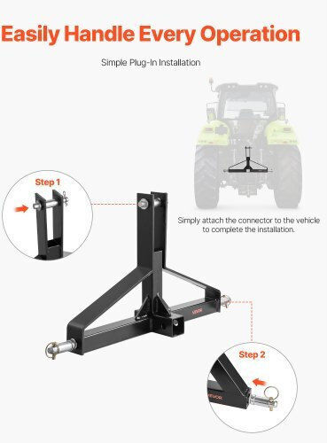 Vevor Prindere Remorcă Receptor 3 Puncte 2" Categorie 1 Tractor Bara De Tracțiune Rapidă