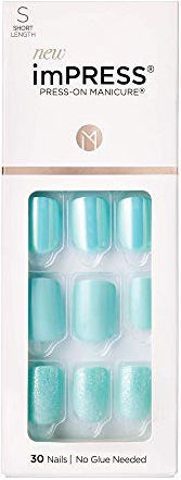 Kiss Impress Colored False Nail Square Tip Light Blue 30pcs