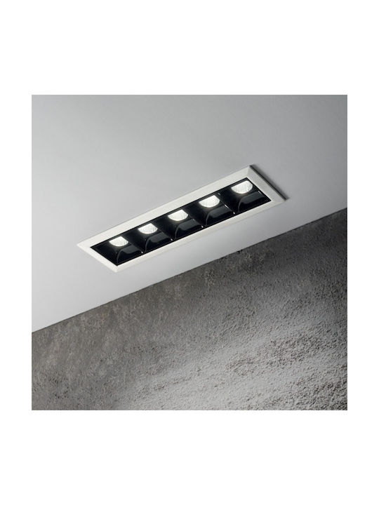 Ideal Lux Lika Trim Παραλληλόγραμμο Μεταλλικό Χωνευτό Σποτ με Ενσωματωμένο LED και Φυσικό Λευκό Φως Μαύρο 14.6x4.5εκ. 1τμχ