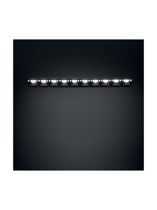 Ideal Lux Παραλληλόγραμμο Μεταλλικό Χωνευτό Σποτ με Ενσωματωμένο LED και Φυσικό Λευκό Φως Μαύρο 27.4x7.1εκ.
