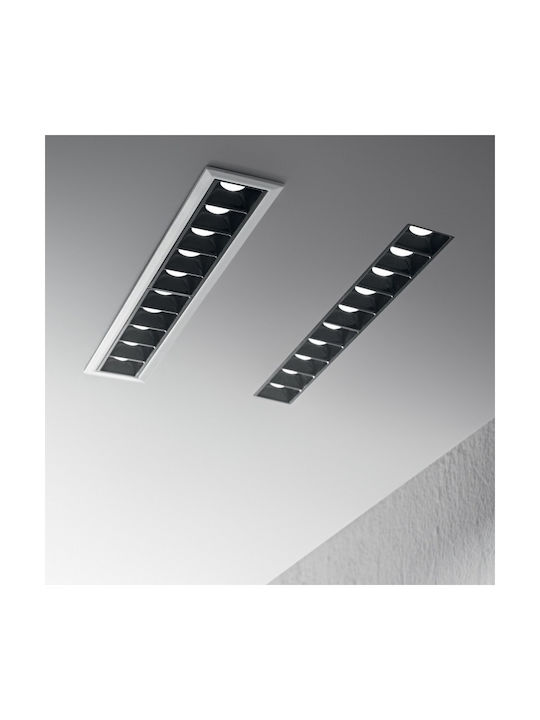 Ideal Lux Παραλληλόγραμμο Μεταλλικό Χωνευτό Σποτ με Ενσωματωμένο LED και Φυσικό Λευκό Φως Μαύρο 27.4x7.1εκ.