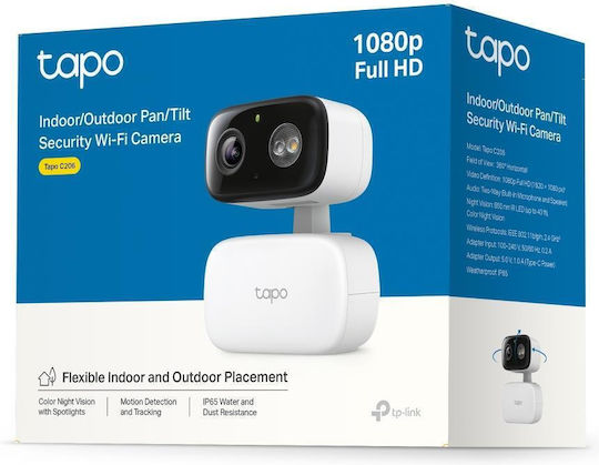 TP-LINK TAPO C206 v1 IP Камера за Наблюдение Wi-Fi Full HD 1080p Водоустойчива с Двупосочна Комуникация и Обектив 4mm