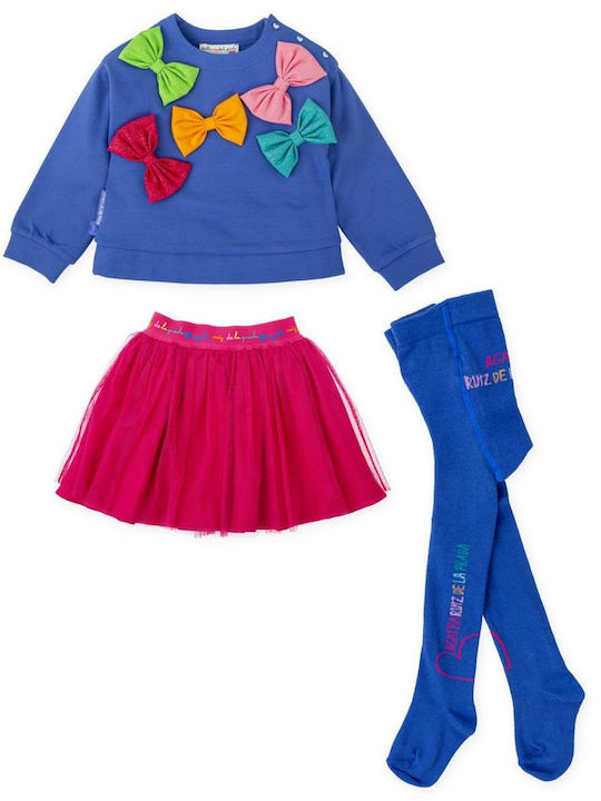 Kinder-Set mit Rock Winter 2Stück Blau