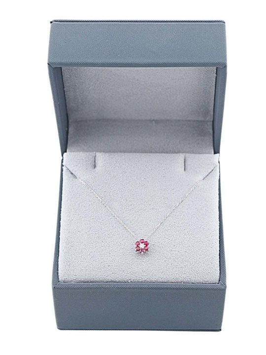 Sorelly Colier cu design Floare din Aur alb 14K