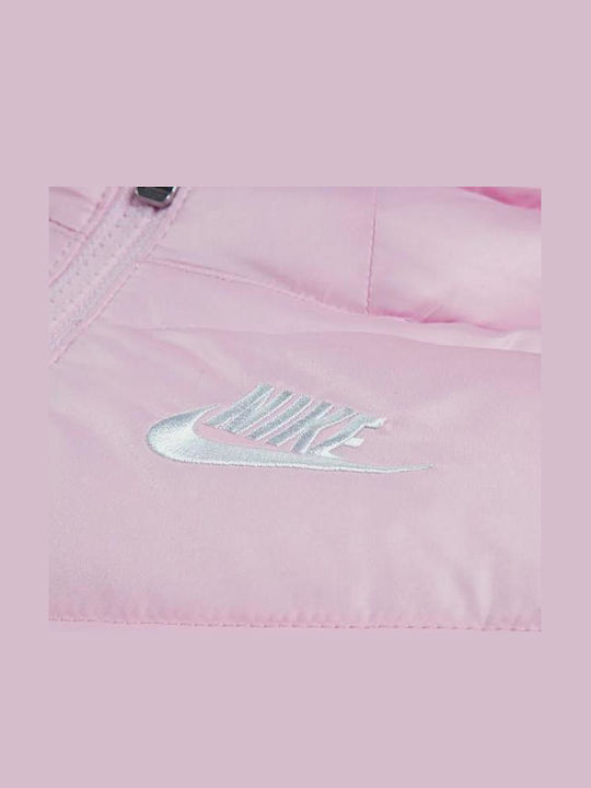 Kids' Sports Jacket Pink/white Puffer