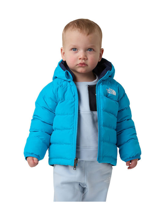 Waterproof Kids' Sports Jacket Double Sided with Hood Turquoise Reversible Perrito