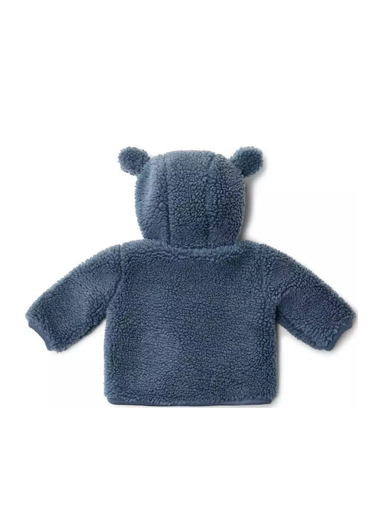 Παιδική Ζακέτα Βαμβακερή με Κουκούλα Stone Blue Teddy