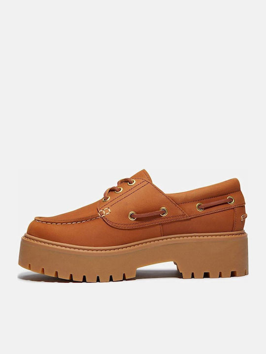 Street Women's Boat Shoes in Orange Color
