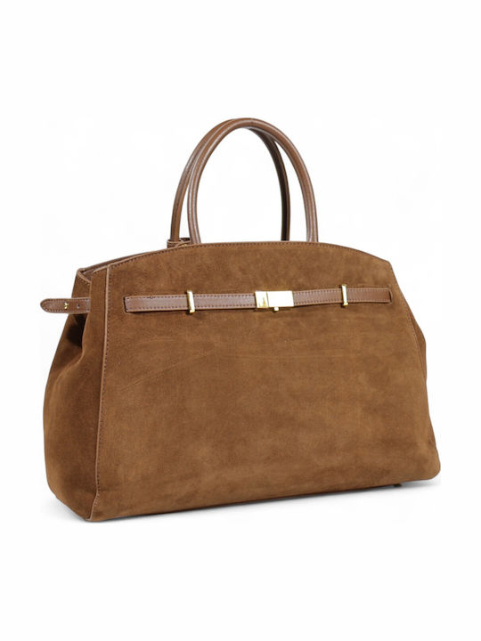 Leder Damen Tote Tasche Wildleder Tabac