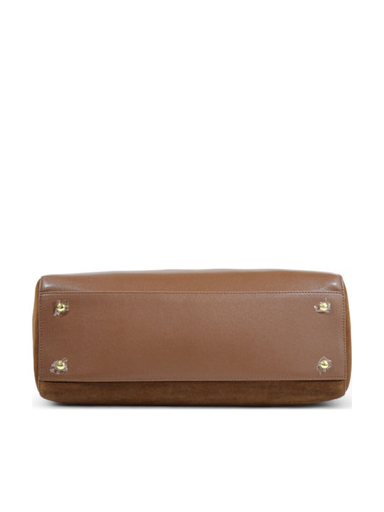 Leder Damen Tote Tasche Wildleder Tabac
