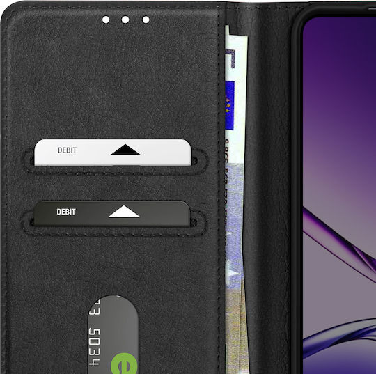 Avizar Brieftasche Hülle Oppo A5 Pro Chesterfield Serie Stand Funktion Schwarz