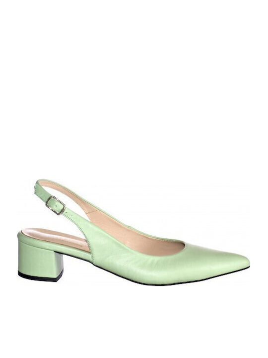 Leather Green Low Heels