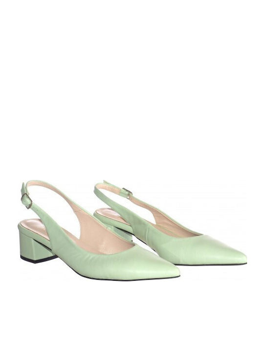 Leather Green Low Heels