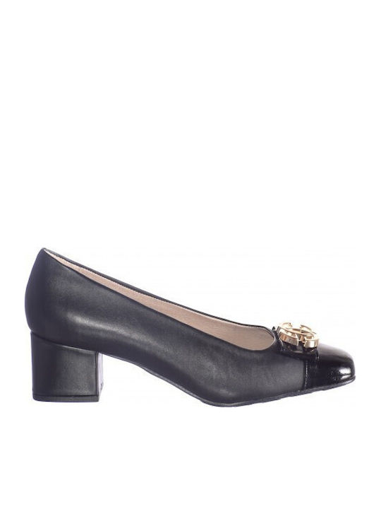 Leather Black Medium Heels
