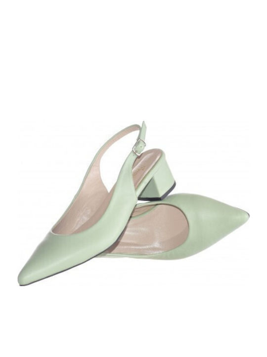 Leather Green Low Heels