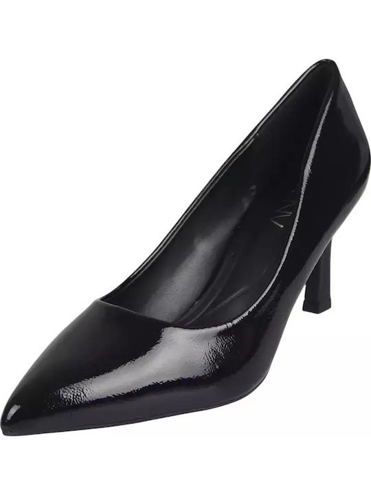 Synthetic Leather Black Medium Heels