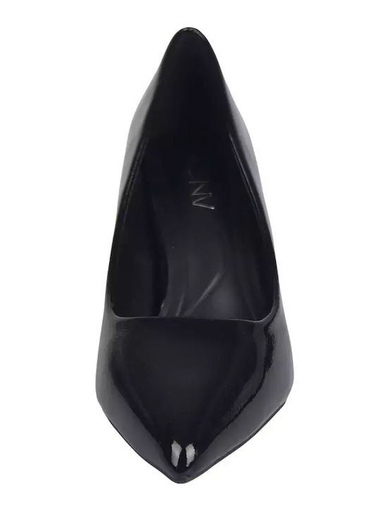 Synthetic Leather Black Medium Heels