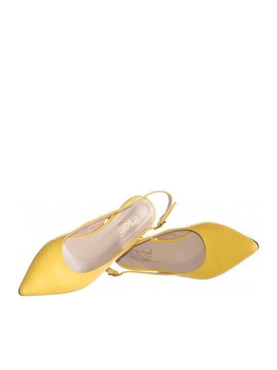 Leather Yellow Low Heels