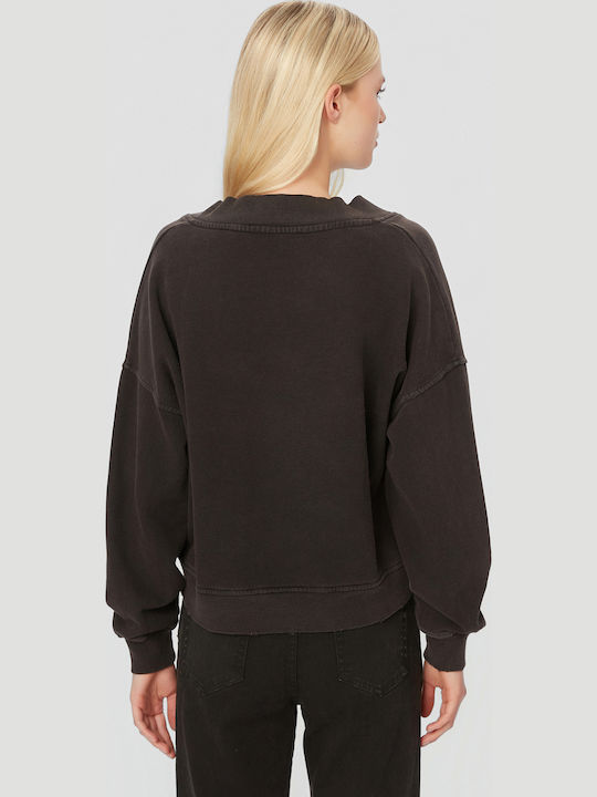 Γυναικεία Μπλούζα Βαμβακερή με V Λαιμόκοψη Vintage Black