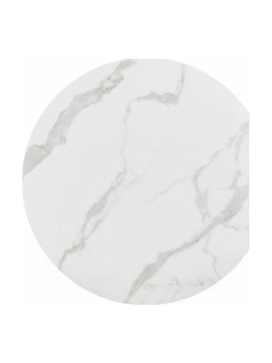Detroit 256 Round Table Dining Room with Marble Surface White, Black 76x76cm
