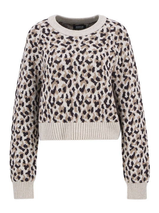 Harley Damen Langarm Pullover Baumwolle Tierdruck Brown-beige