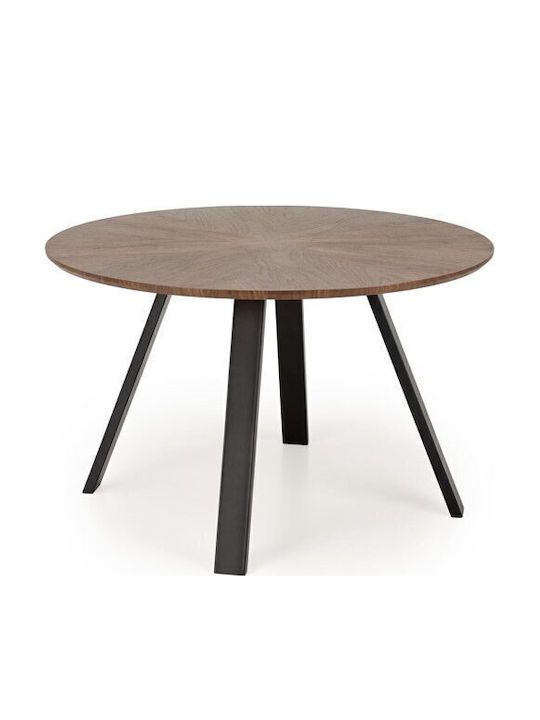 Houston 1875 Round Table Dining Room Wooden Black, Walnut 74x74cm