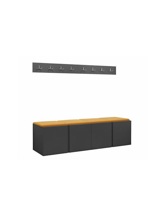 Hartford 276 Eingangsmöbel mit Spiegel & Garderobe Graphite 168x42x46cm