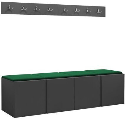 Hartford 276 Eingangsmöbel mit Spiegel & Garderobe Graphite 168x42x46cm